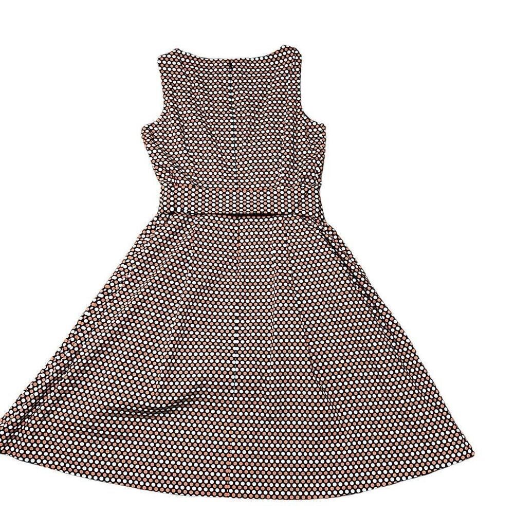 LL Bean Signature Polka Dot Cotton Fit Flare Dress Navy Orange White Size 2 - Picture 2 of 8